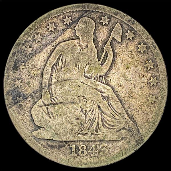 1843-O Silver Seated Liberty Half Dollar NICELY CIRCULATED