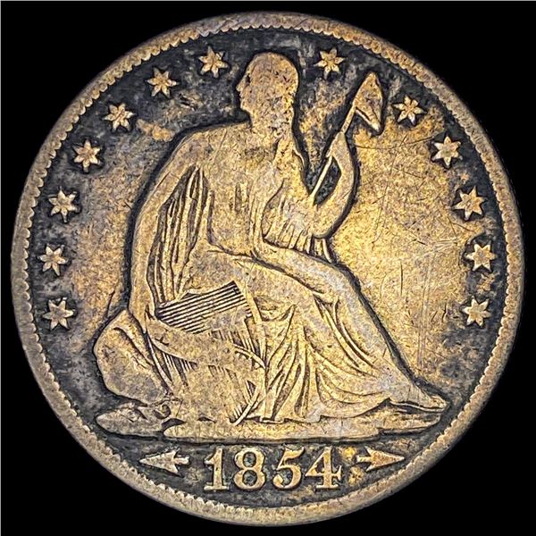 1854-S Silver Seated Liberty Half Dollar NICELY CIRCULATED