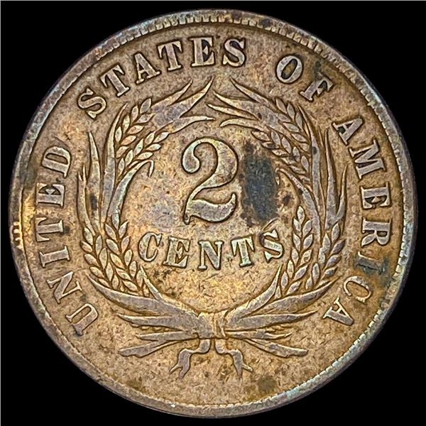 1866 Bronze Two-Cent Piece NEARLY UNCIRCULATED