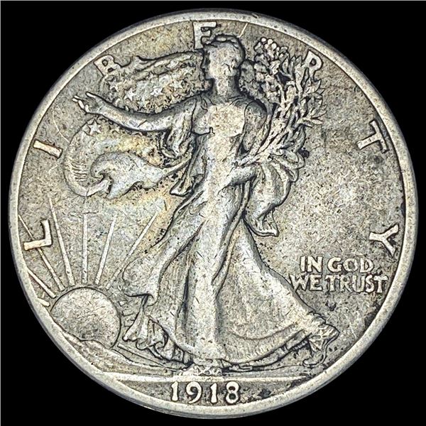 1918-S Silver Walking Liberty Half Dollar NEARLY UNCIRCULATED