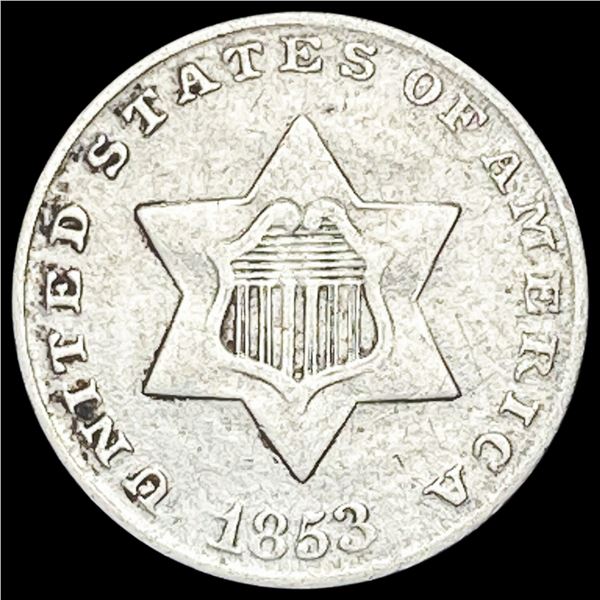 1853 Silver Three-Cent Piece NEARLY UNCIRCULATED