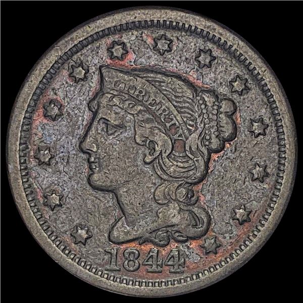 1844 Braided Hair Large Cent LIGHTLY CIRCULATED