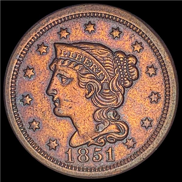 1851 Braided Hair Large Cent CLOSELY UNCIRCULATED