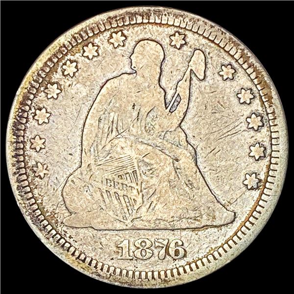 1876-CC Silver Seated Liberty Quarter NICELY CIRCULATED
