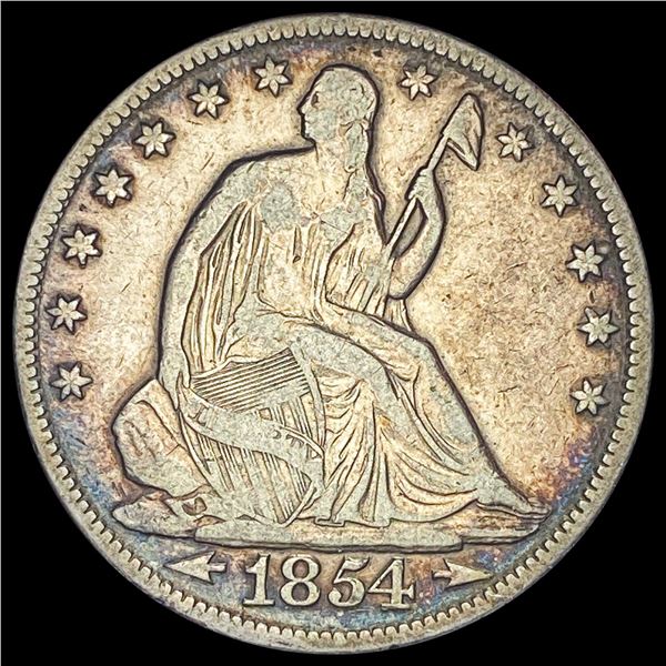 1854 Arrows Seated Liberty Half Dollar LIGHTLY CIRCULATED