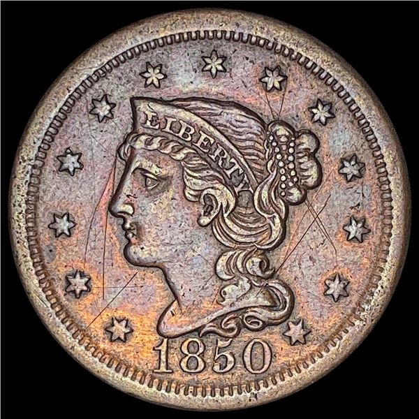 1850 Braided Hair Large Cent CLOSELY UNCIRCULATED