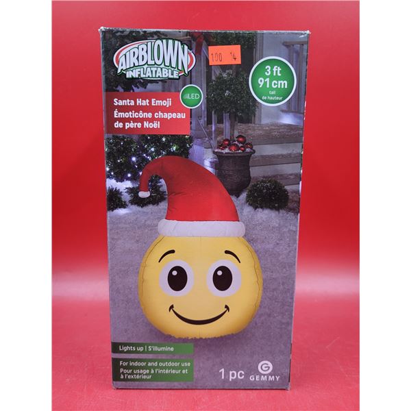 3 Ft. Light-Up Santa Hat Emoji Inflatable