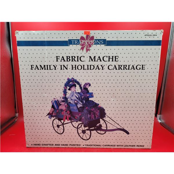 Traditions Fabric Mache Family in Holiday Carriage Decor