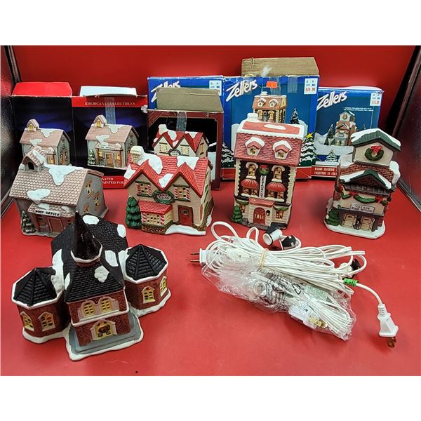 5 Christmas Village Illuminated Buildings