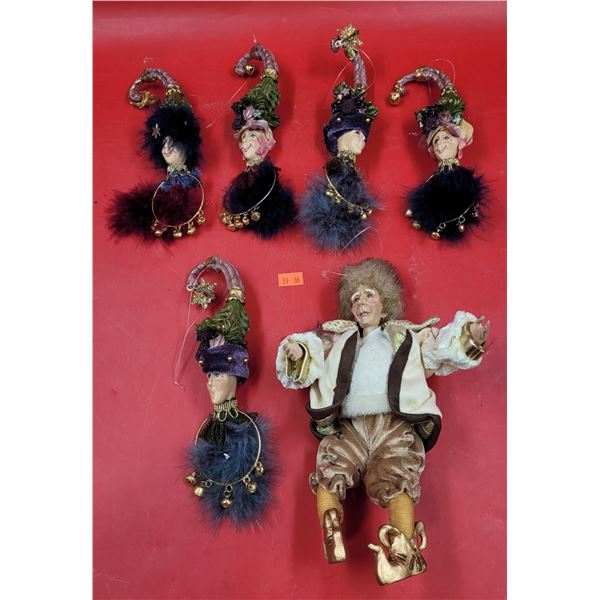 Lot of VTG Wayne Kleski Jester Ornaments & Whimsical Katherine's Collection Ornament