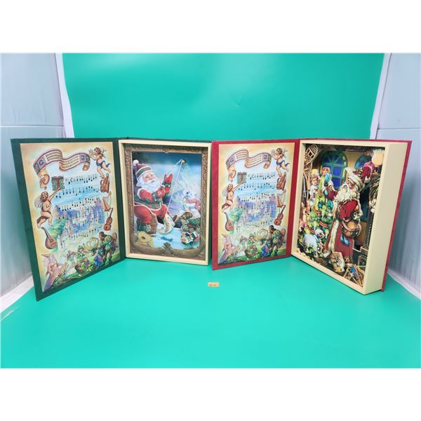 2 Musical Wooden Christmas Book Decorations