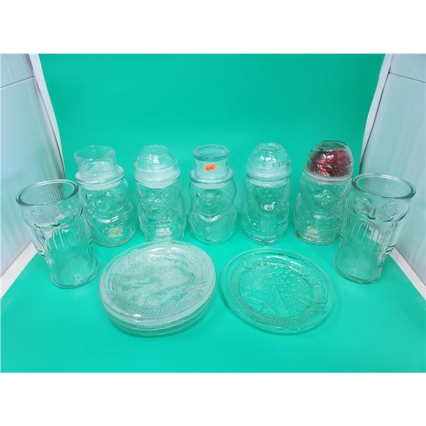 Lot Of Christmas Glass Jars & Plates