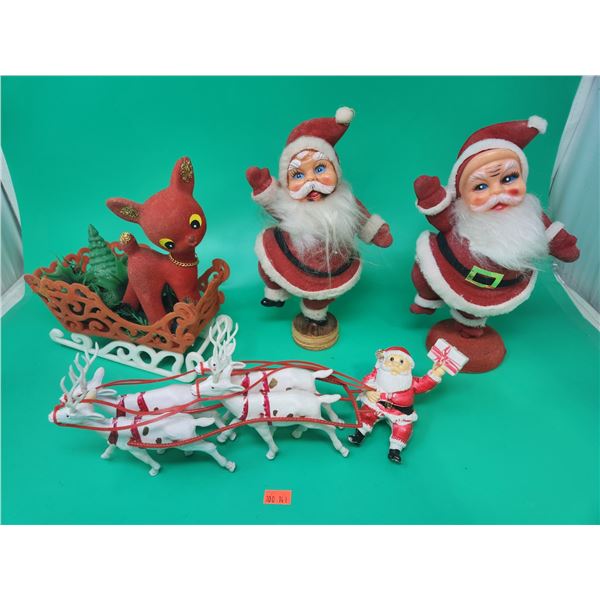 Christmas Décor Including 2 Flocked Dancing Santa's