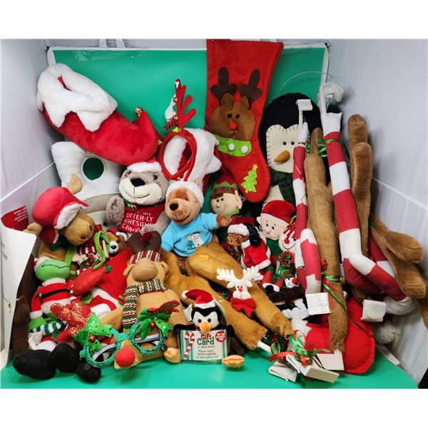 Lot Of Christmas Stuffies, Stockings & Décor