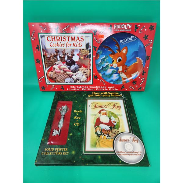 Rudolph Collectors Plate w/ Cookbook & Santa's Key CD w/ Solid Pewter Collectors Key