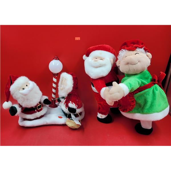 2 Musical Plush Santa Claus Toys/Decor