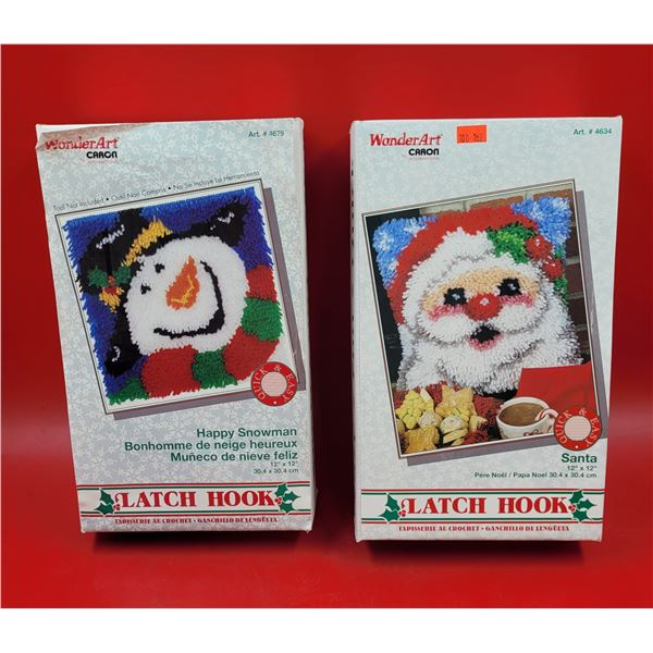 WonderArt Quick & Easy Latch Hook Crochet Art Projects w/ Happy Snowman & Santa