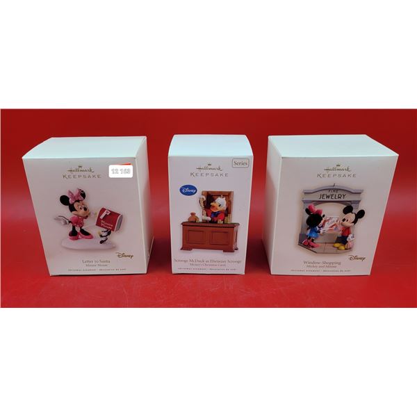 3 Hallmark Keepsake Disney Ornaments w/ Window-Shopping, Scrooge McDuck, & Letter to Santa