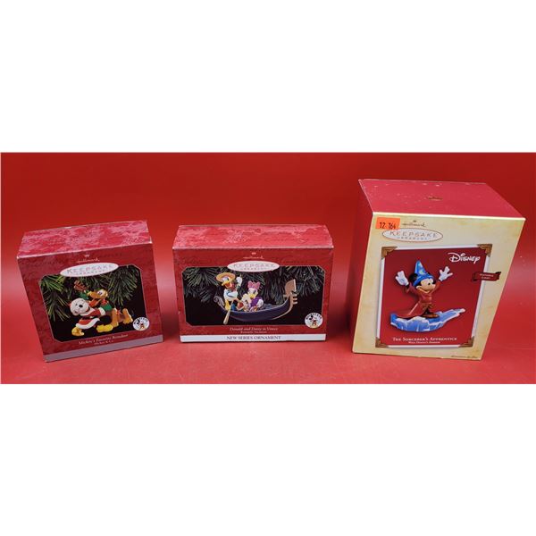 3 Hallmark Keepsake Disney Ornaments w/ Favorite Reindeer, The Sorcerer's Apprentice, & More