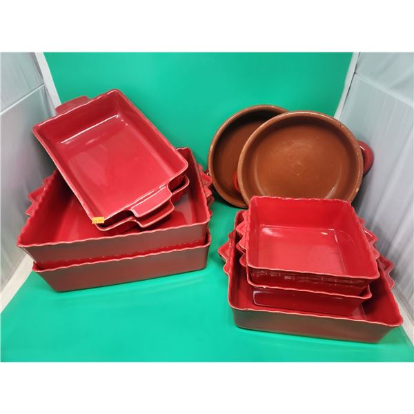 Lot of Red Baking Dishes Made in Portugal w/ Deltis & Matceramica