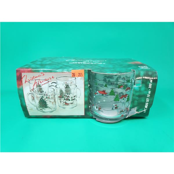 4 Glass Christmas Mugs
