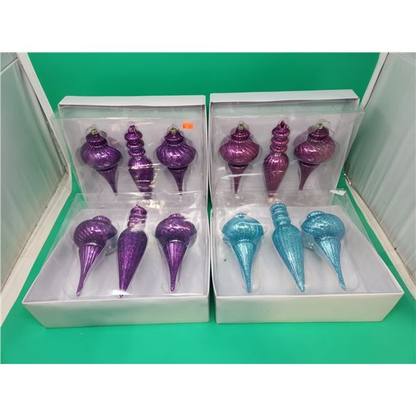 Lot of Assorted Purple & Blue Ornaments