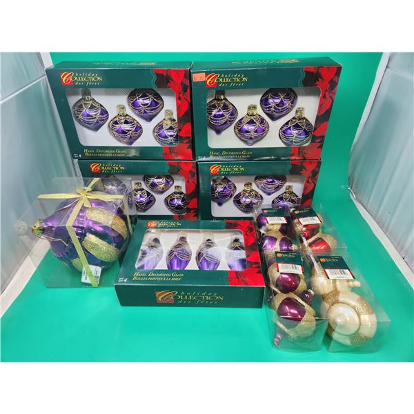 Lot of Assorted Holiday Collection Ornaments w/ Hand-Decorated Glass