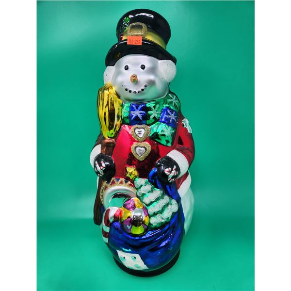 17.5" Hand-Painted & Hand-Blown Glass Snowman Figurine