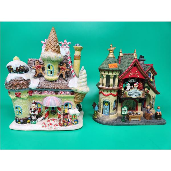 2 Winter Village Buildings (Gingerbread House & Puppet Maker)