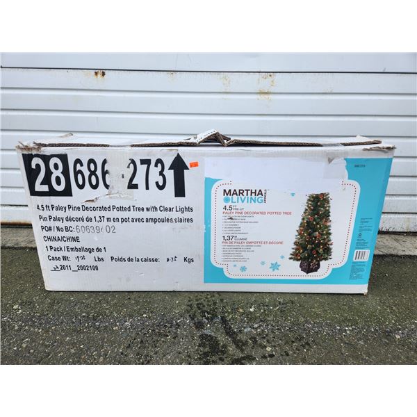 Martha Stewart Living 4.5 Ft Pre-Lit Paley Pine Decorated Potted Tree