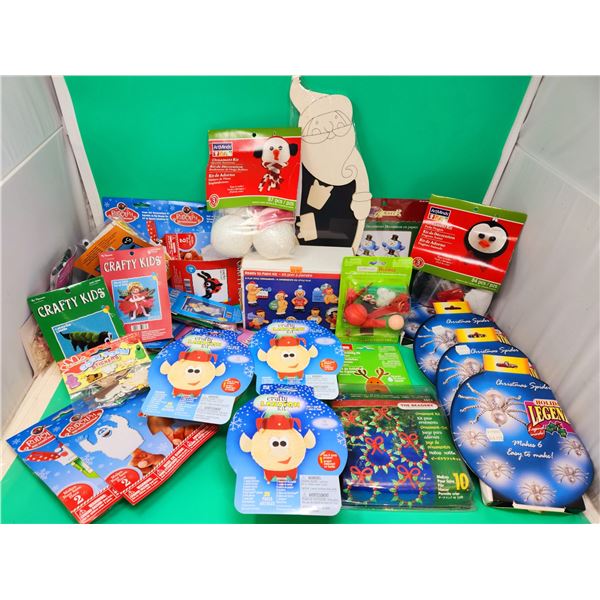 Christmas Craft Lot w/ Elf Lantern Kit, Paintable Ornaments, Ornament Kits, & More