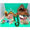 Christmas Decor Lot w/ Nativity Scene, Candelabra, Ornaments, & More