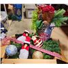 Image 1 : Christmas Decor Lot w/ Large Cut Your Own Tree Decor, Large Ornaments, Penguins, & More