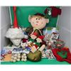 Image 1 : Christmas Plush & Toy Lot w/ Finger Puppets, Snowman Poop, Coloring Books, Solar Car Decor, & More