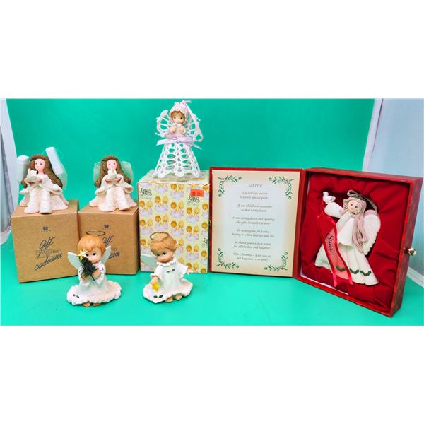 Lot of Assorted Angel Figurines w/ Precious Moments, Avon, & More