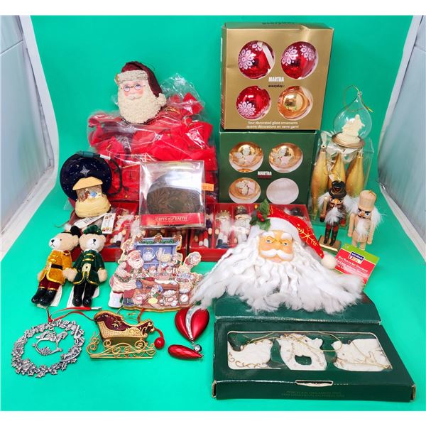 Assorted Christmas Ornaments w/ Porcelain & 24 Kt. Accented Ornaments, Nutcracker Ornaments, & More