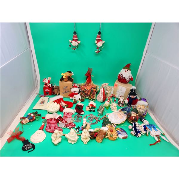 Lot of Assorted Christmas Ornaments w/ Snowmen, Santa Claus, & More