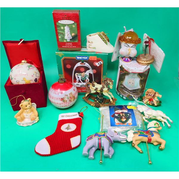 Assorted Christmas Ornament Lot w/ Disney Chip Ornament, Baby's 1st Christmas, & More