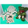 Christmas Decor Lot w/ Faux Evergreen Bear, Candelabra, & More