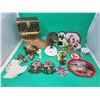 Christmas Decor Lot w/ Ornaments, Serving Trays, Santa Boot Basket, & More