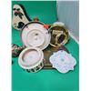 Image 2 : Christmas Decor Lot w/ Ornaments, Serving Trays, Santa Boot Basket, & More