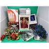 Christmas Light & Decor Lot w/ Animated Porcelain Tree Top Angel, Blue Lights, & More