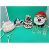 Christmas Decor Lot w/ Glass Nativity Scene, Musical Santa's Workshop, Noah's Ark Light, & More