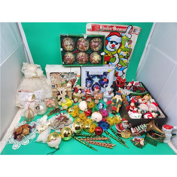 VTG Ornament & Decor Lot w/ Cling Window Decorations, Bunny Ornaments, & More