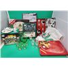 Christmas Kitchen Lot w/ Christmas Mugs, Cookie Cutters, Miniature Tea Set, & More
