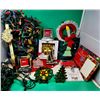 Christmas Decor Lot w/ Lights, Wreath Hanger, Stocking Hangers, Tree Topper, & More