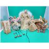 Christmas Decor Lot Lot w/ Mexican Pottery Nativity Figures, Angel Tree Toppers, & More