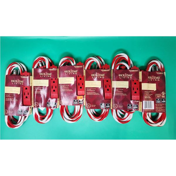 Lot of Holiday Living Candy Cane Colored Extension Cords