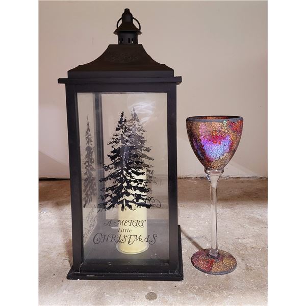 Large Merry Little Christmas Lantern & Large Wine Glass Decor