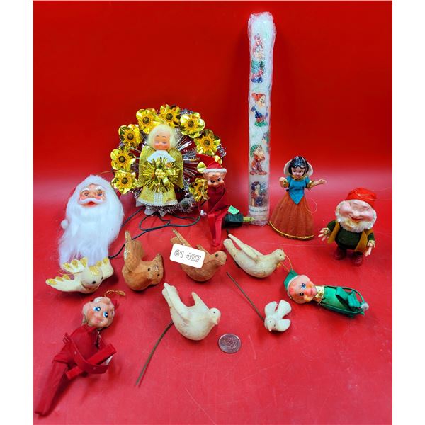 Assorted VTG Ornaments & Decor w/ Snow White, Elves, Birds, & More